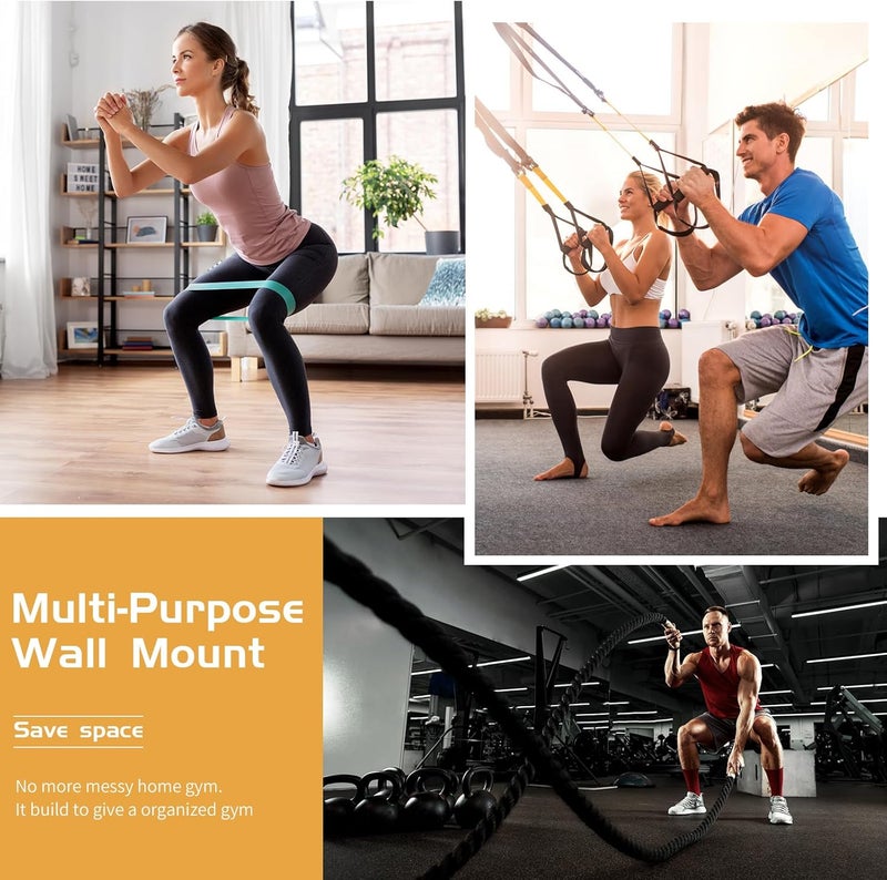 FizLig Gym Equipment Storage Rack - Multi-Purpose Home Gym Organization Storage Wall Mount for Resistance Bands, Jump Ropes, Lifting Belt, Chains, Barbells (16" / 8 Prongs) - Image 5